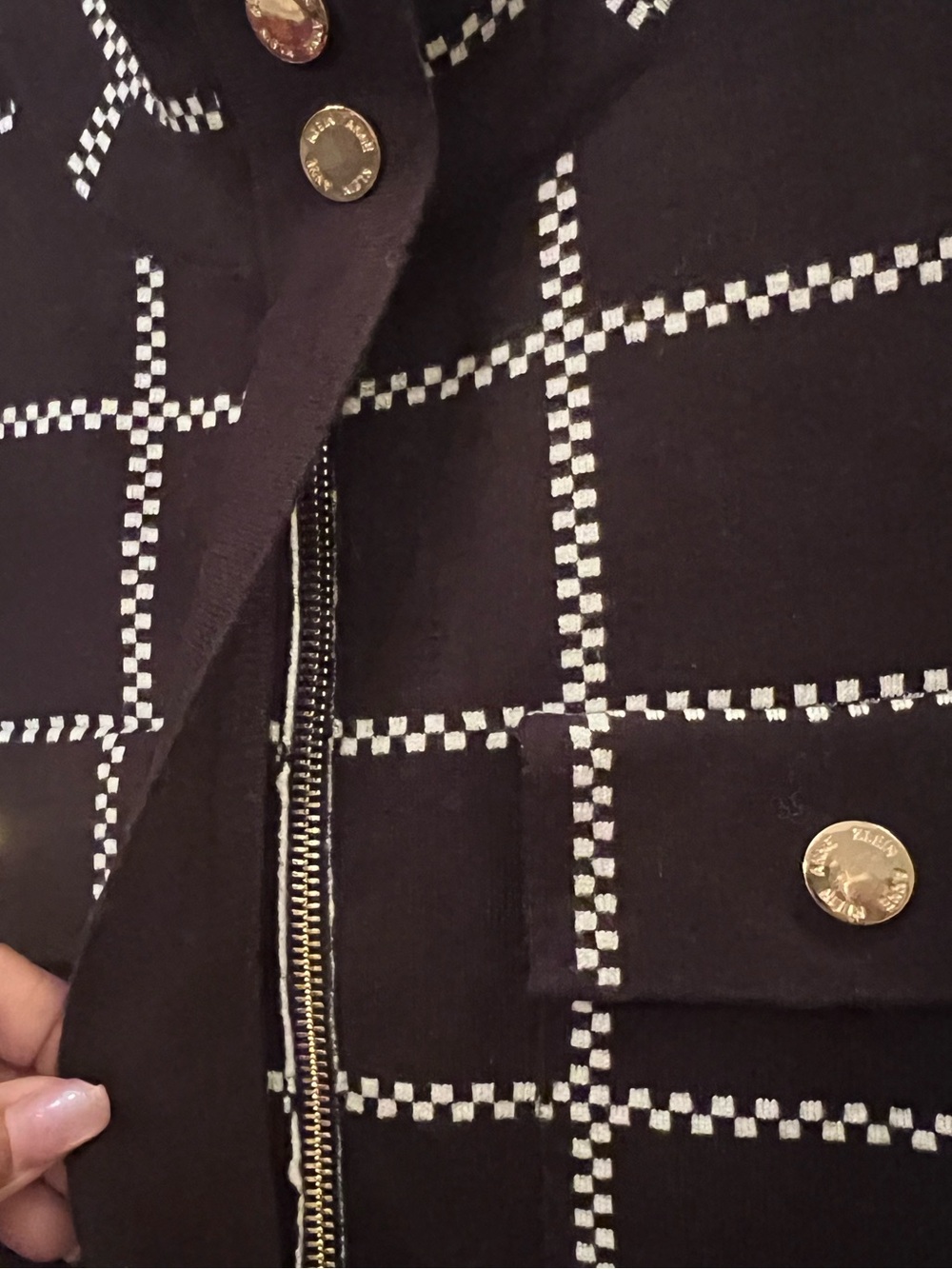Anne Klein Black Windowpane Jacket with Gold Buttons - Picture 7 of 8